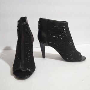 A.N.A Cornelius. Black Women's Open Toe , Zip Back Ankle Boots